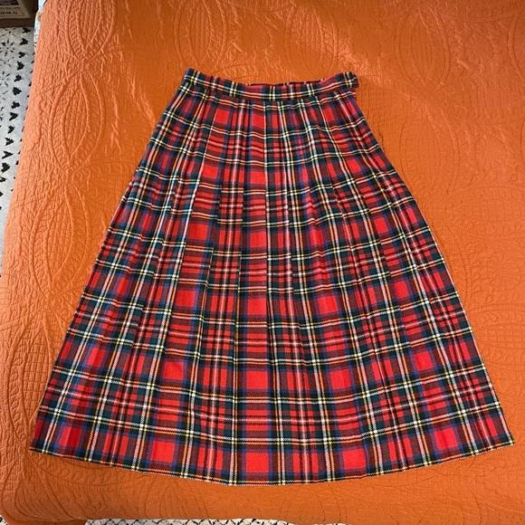 Tartan/Plaid Pleated Midi Skirt - Picture 1 of 4